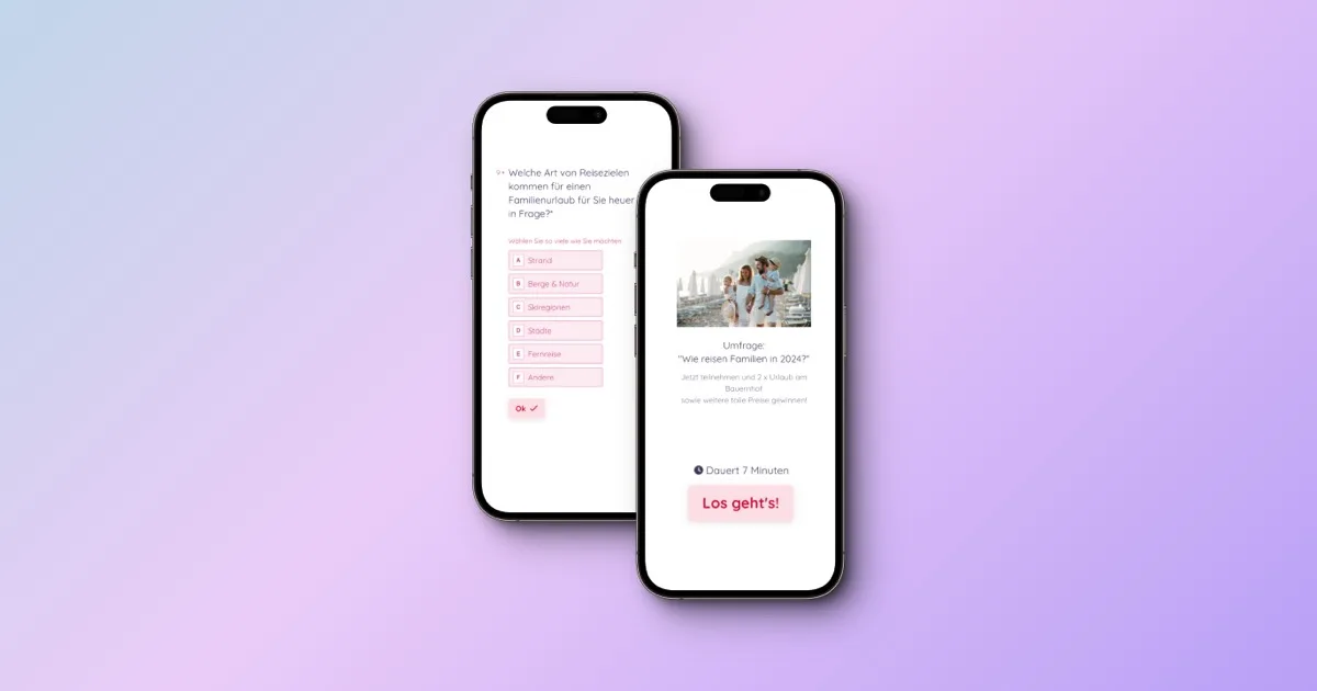 Mobile Umfrage zur Familienreiseplanung 2024 auf Schwangerschafts- und Familienplattform.